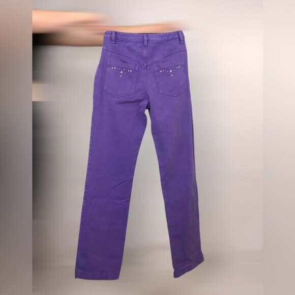 Paloma Wool Mid Rise Straight Leg Bejeweled Jeans Purple Size 34 - Picture 3 of 8